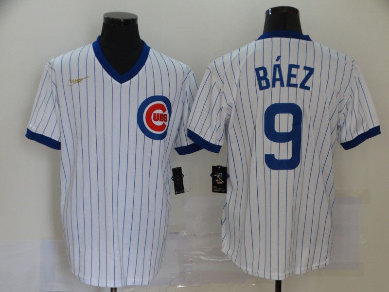 Men Chicago Cubs #9 Baez White Game 2021 Nike MLB Jersey